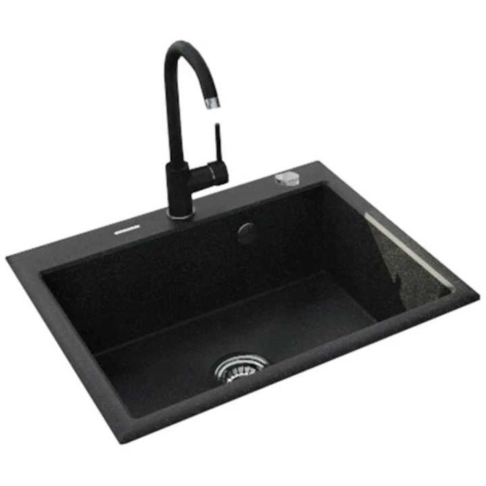 chiuveta bucatarie cu baterie, compozit granit, 600x520x197mm NOUA