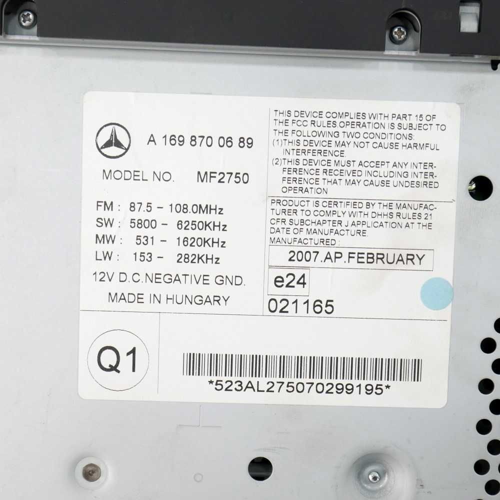 CD плеър Mercedes-Benz B-Class (W245)  ID: 139294