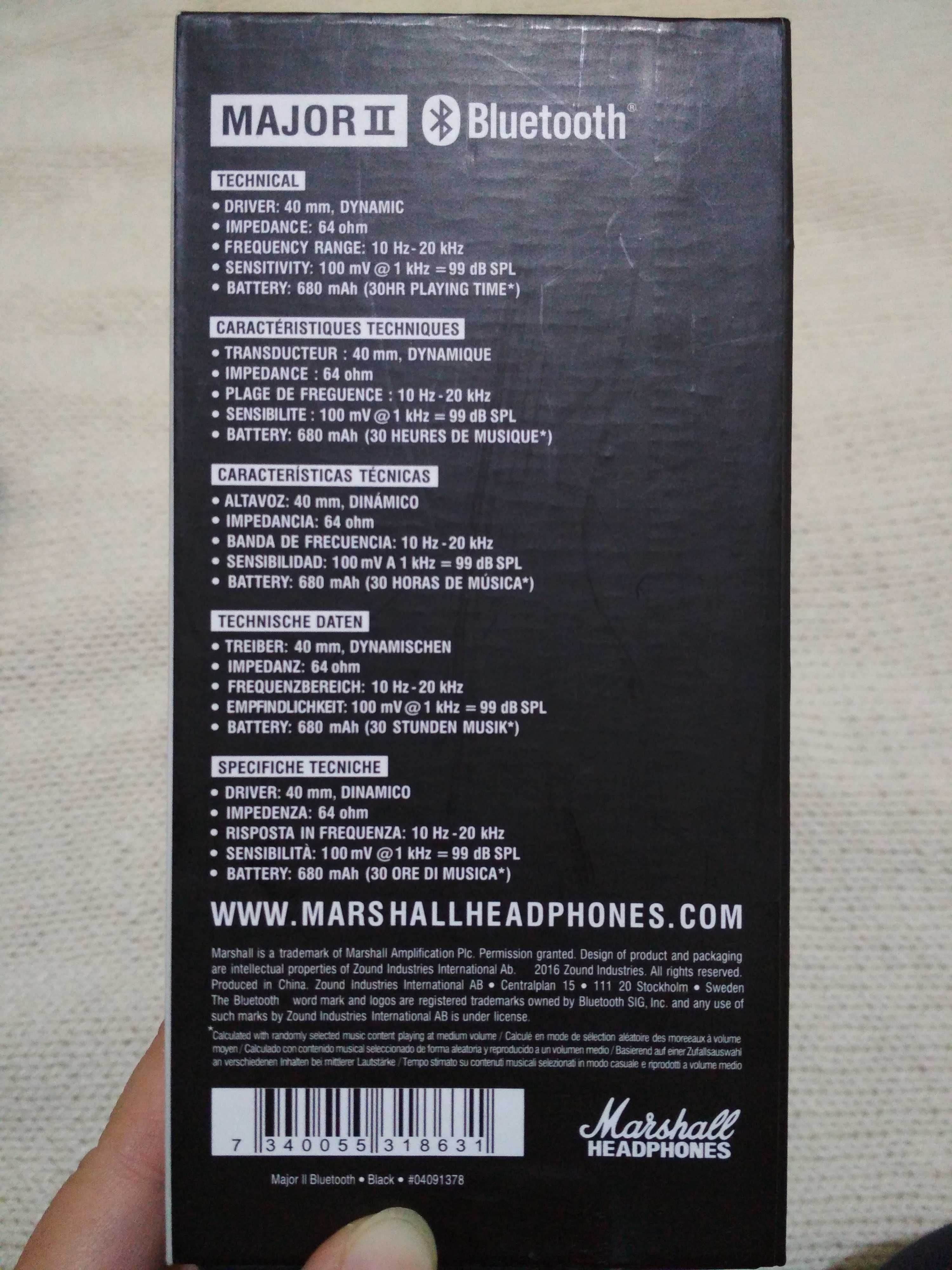 Наушники Marshall Major 2 Bluetooth Black