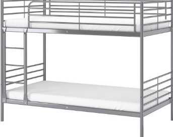 двуетажно метално детско легло SVARTA (IKEA) 90x200 см, сребристо