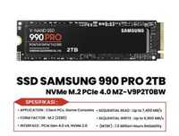 SSD Samsung 990 Pro 2TB M2, PCIe 4.0, 7450 MB/s nou transp gratis