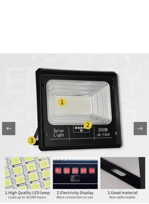 Proiector solar puternic JORTAN® de 300W, 252 LED-uri