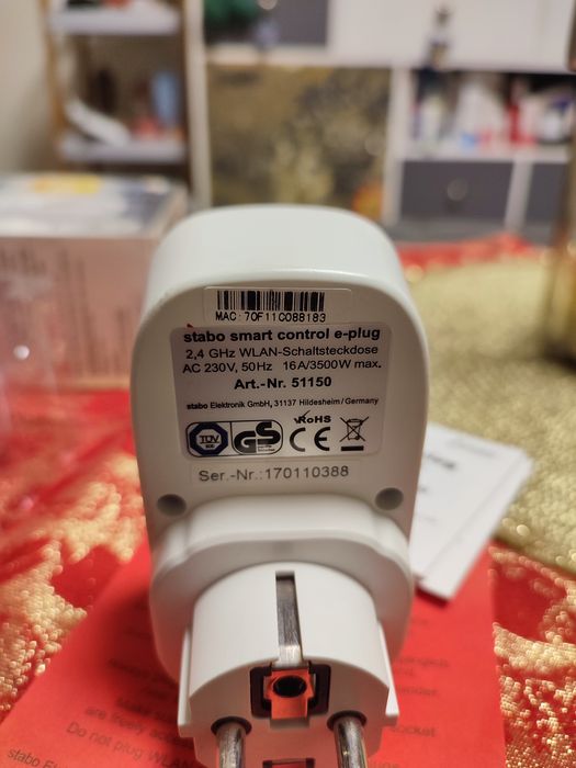 Priza inteligenta Stabo Smart Control E Plug, Wi-Fi, App WeConn, 16A