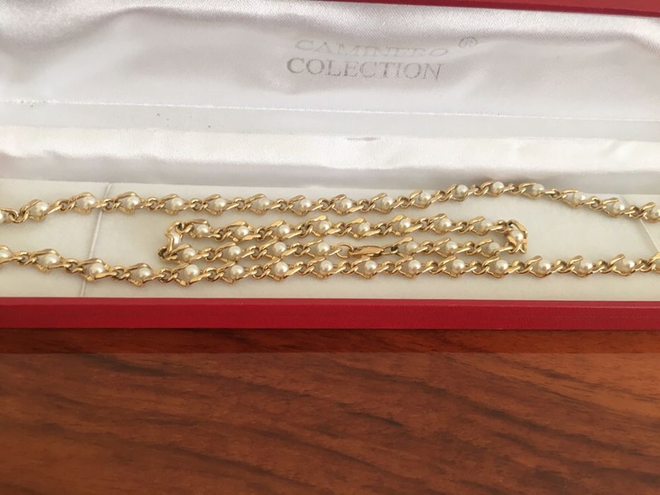 Set perle bratara+lantisor (suflate cu aur 14k)