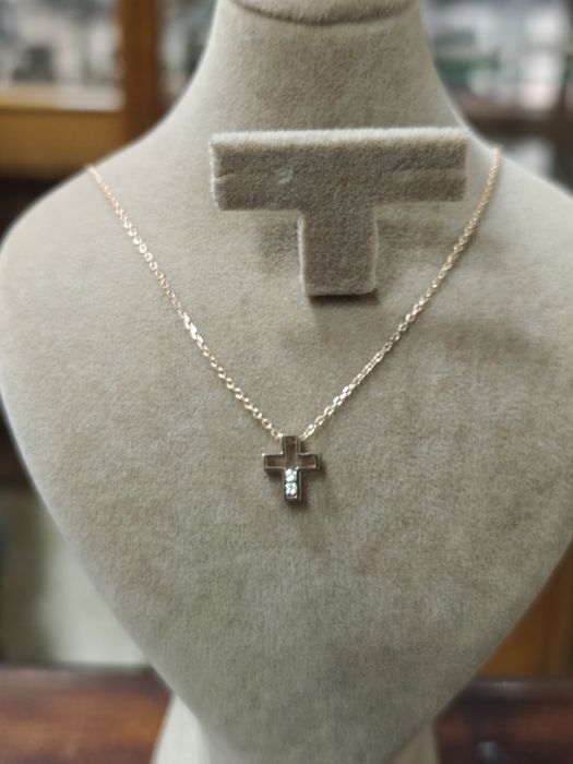 Lanț aur roz 14k 2.08gr cu 2diamante Marca Teilor (r)