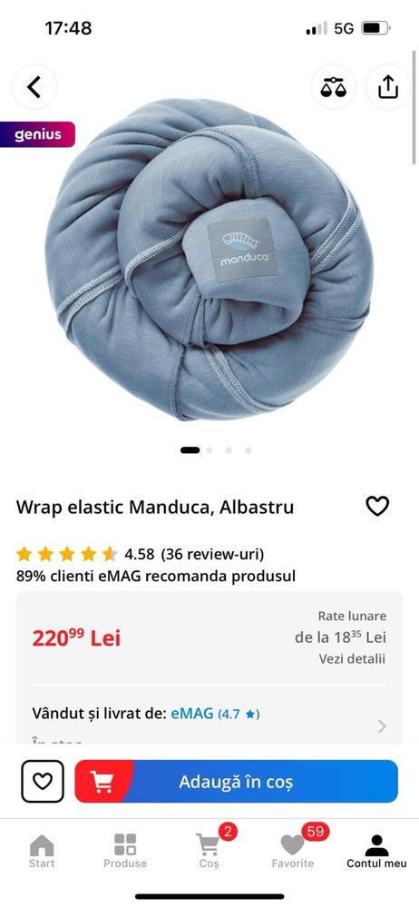 Manduca -  Wrap Elastic - albastru