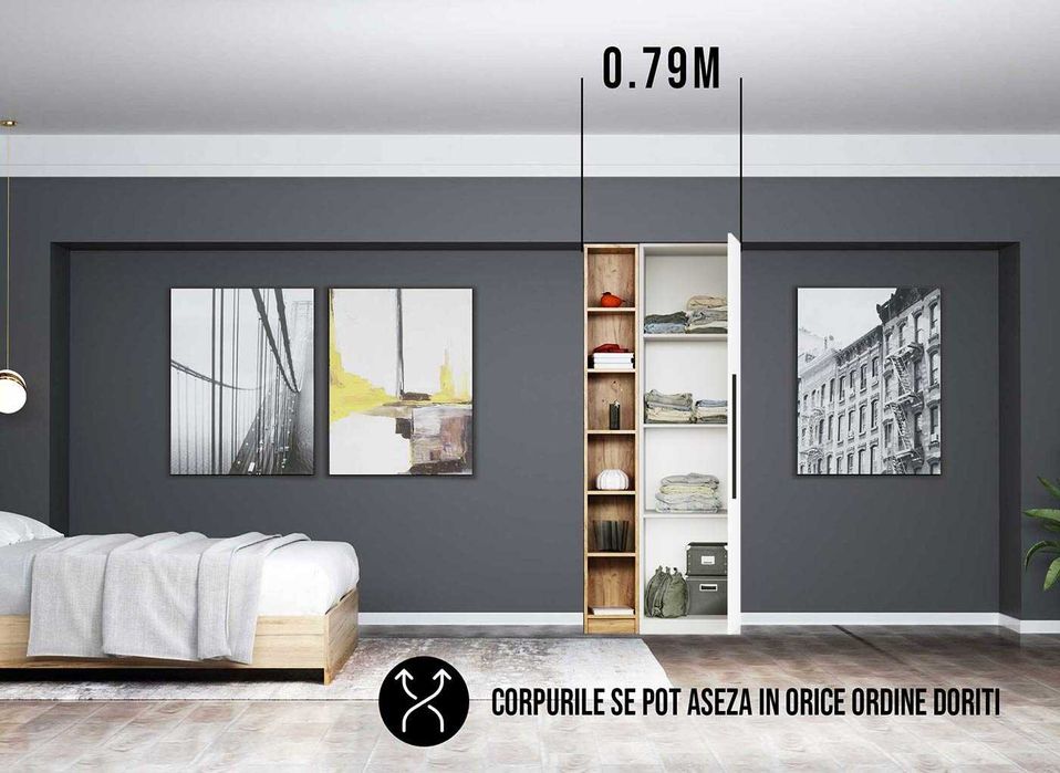 Dressing 0.79m / Dulap Dormitor Timea - Transport Gratuit in 4-10 zile