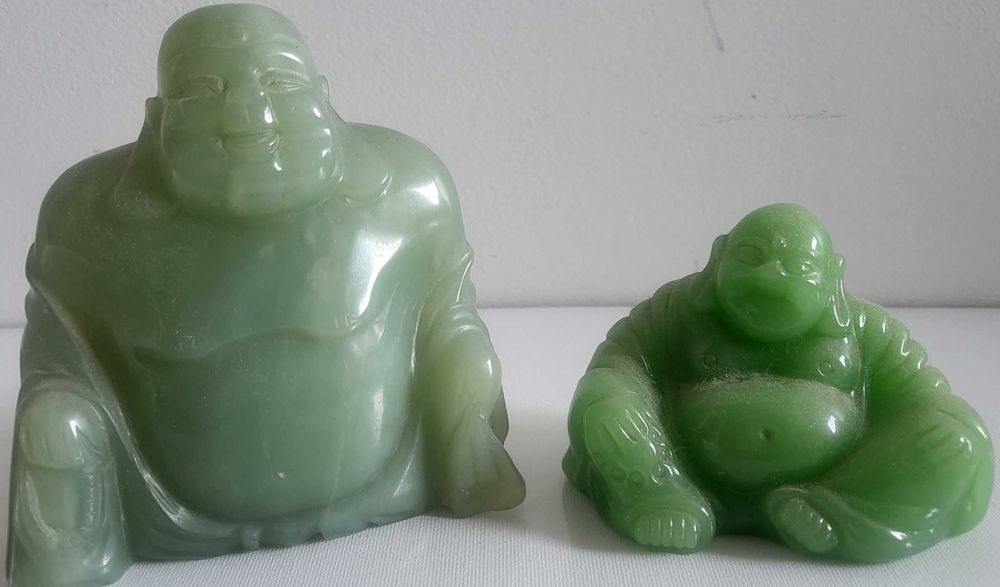 Cadou deosebit, set doua statuete superbe Buddha jad, budism,Feng Shui