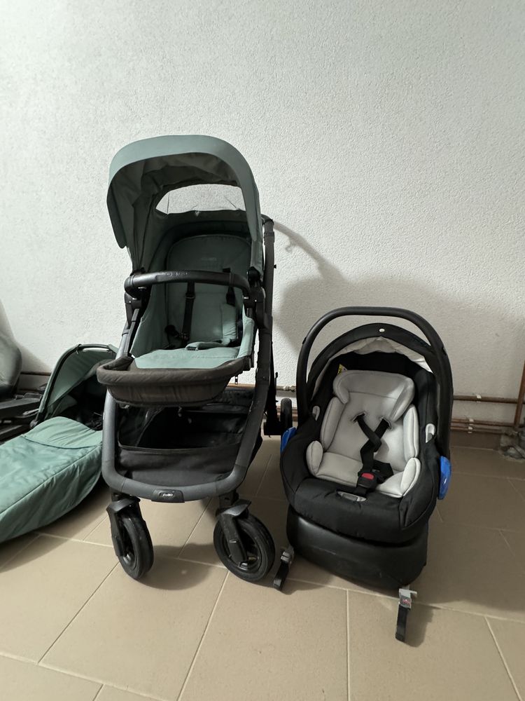 Carucior 4 in 1 cu baza ISOFIX Easy Go Optimo AIR , Agava