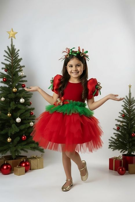 Spiridus elf costum fetite Crăciun serbare made  în România