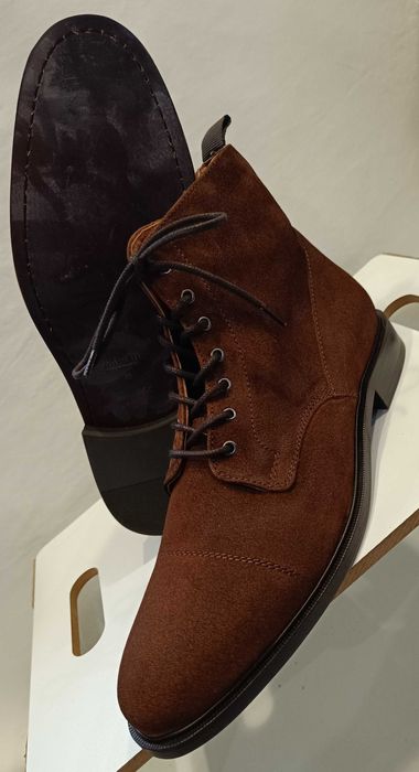 Ghete lace up 45 cap toe de lux Minelli Paris NOI piele naturala moale