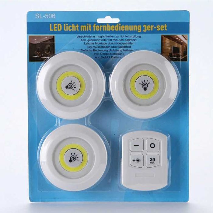 Lampa spot SET 3 SPOTURI LED cu telecomanda baterii scara baie hol