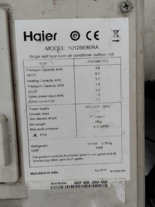Климатик инверторен Haier 12