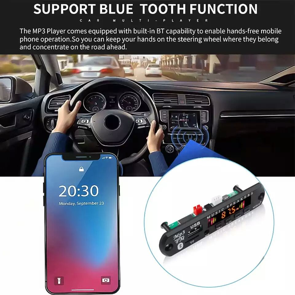 12V Авто PLAYER Kebidu модул за вграждане Bluetooth 5.0 USB /MP3/TF/FM