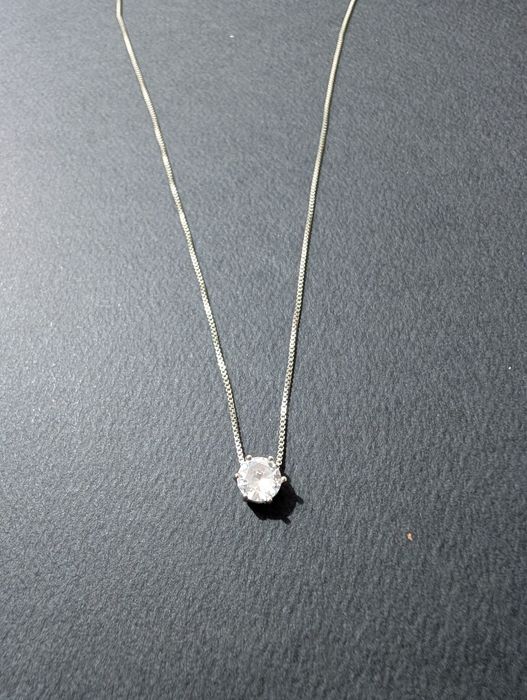 Lanț argint cu piatră cubic zirconia 40cm