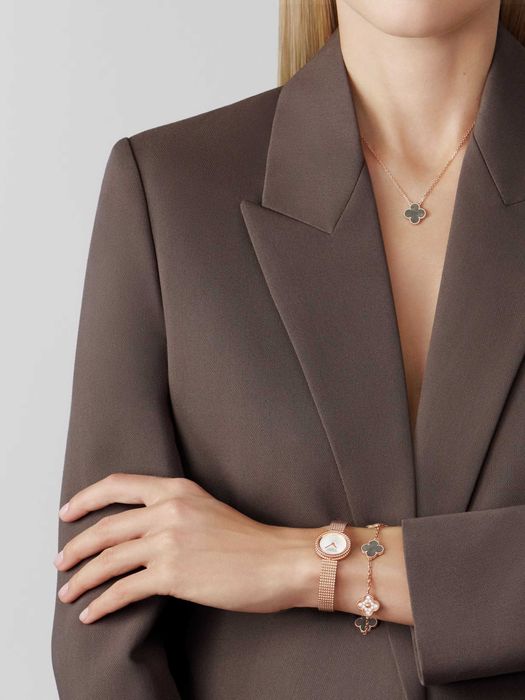 Van Cleef & Arpels VCA Rose Gold Grey Mother 5 Alhambra Дамско Колие