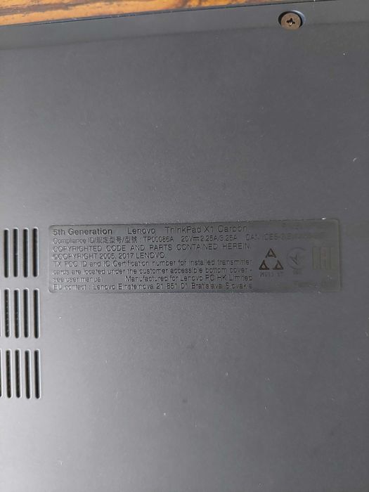 Лаптоп Lenovo ThinkPad X1 Carbon 5gen Intel i5, 8GB, SSD 256GB