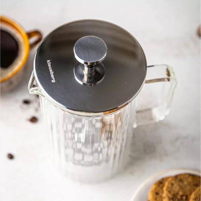 Infuzor cafea si ceai, cu piston, auriu, sticla, 0,60 L, Klausberg