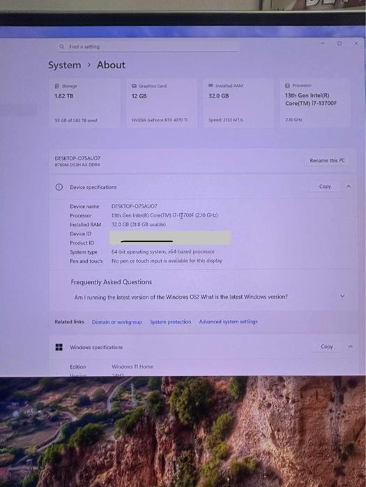 PC Gaming Intel i7-13700F 2.1Ghz 32gb DDR4, RTX 4070Ti 12 Gb GDDR6X