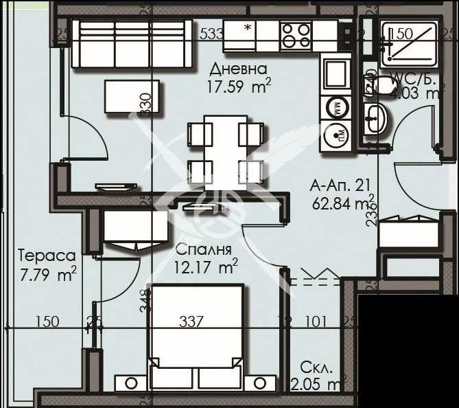 Продава се Двустаен апартамент в Бургас, Изгрев - 62 кв.м за 1217 €/кв.м - Снимка #1