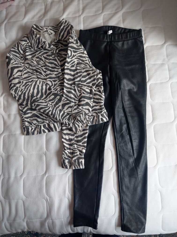 Marime S, geaca denim si colant femei sau adolescente, H&M, Calzedonia