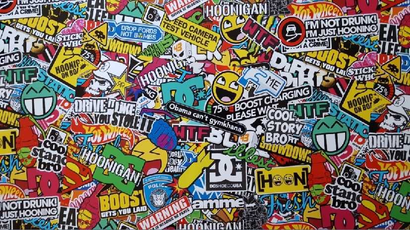 Sticker BOOM color/alb-negru