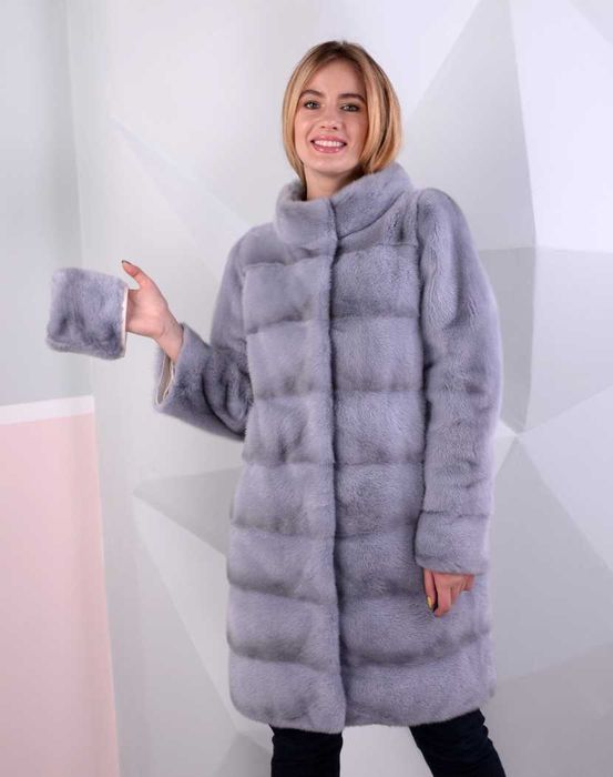 Haina blana vizon , Haină blană nurcă ,  Culoare safir  4in1, Noua!