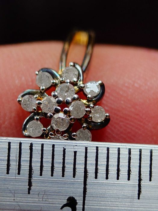 Inel din argint aurit cu diamante tăietură veche europeană