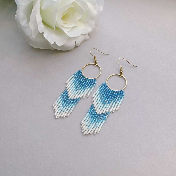 Ръчно изработени обеци, Японски мъниста, Неръждаема стомана, Уникални