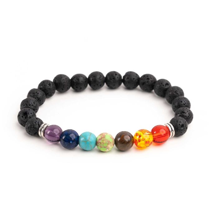 Bratara 7 chakre din lava vulcanica si pietre semipretioase