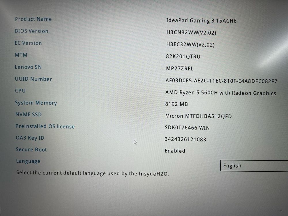 Игровой Ноутбук Lenovo Gaming AMD Ryzen 5-5600H/8Gb/512Gb/RTX 3050 4Gb