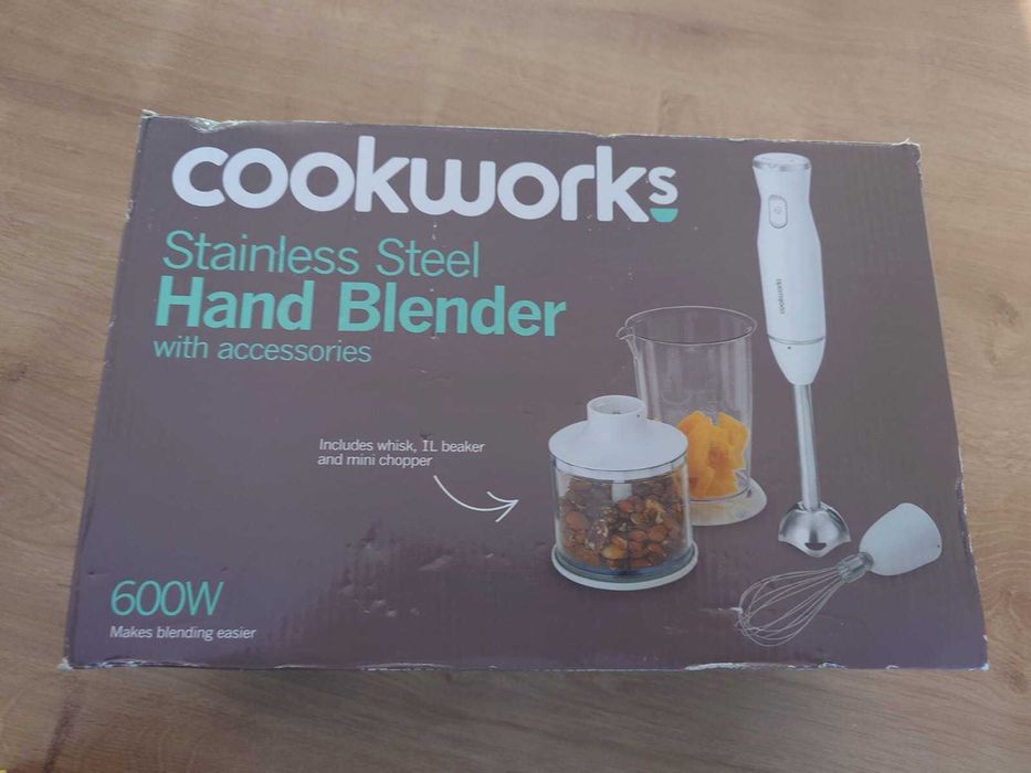 Blender de mana cu mini tocator, tel, cana de 1 litru Cookworks