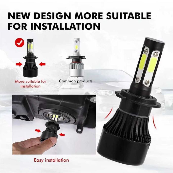 Oslamp Hi lo Car LED Bulbs H7 H4 100W 8000LM 6500K /Лед крушки Х7 Х4