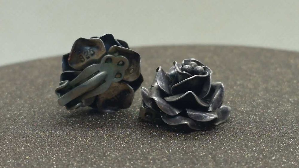 Cercei din argint TAXCO – trandafiri sculptați 3D