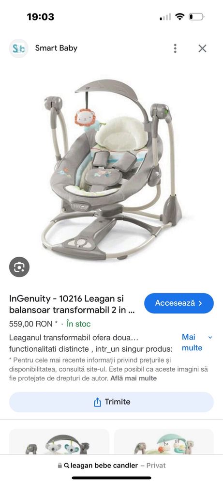 Leagan electric bebe