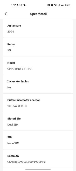 Vând telefon Oppo rReno 12 FS