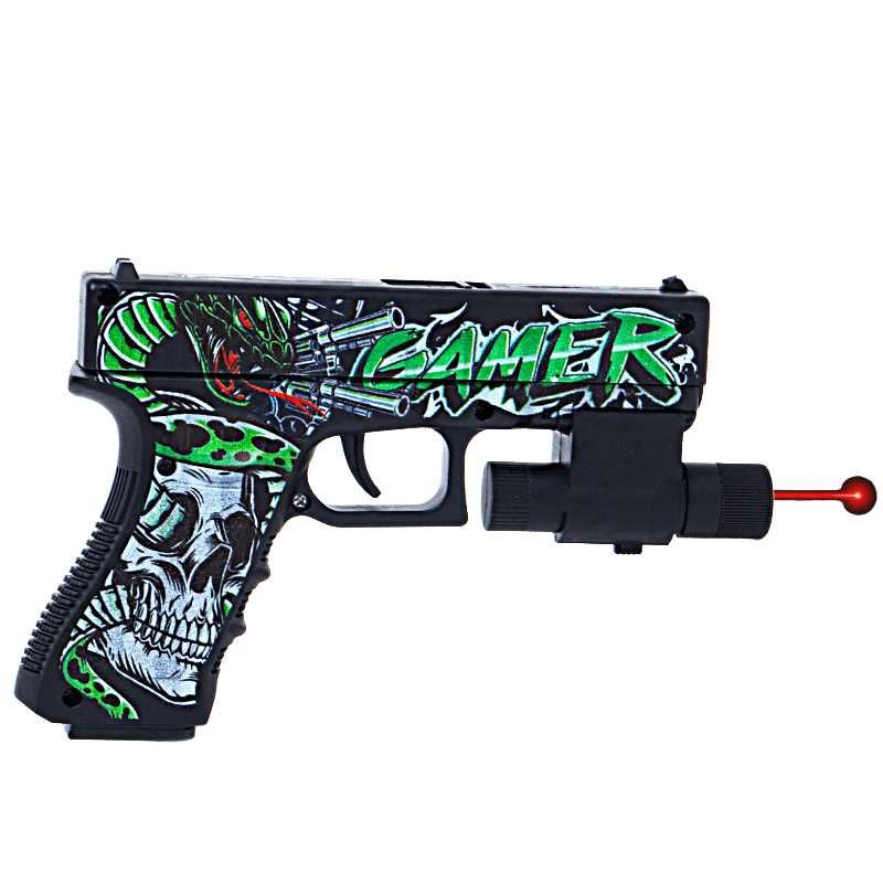 Pistol Glock 17 cu 500 de Bile Gel de Apa si Laser Cu skin Gamer Verde