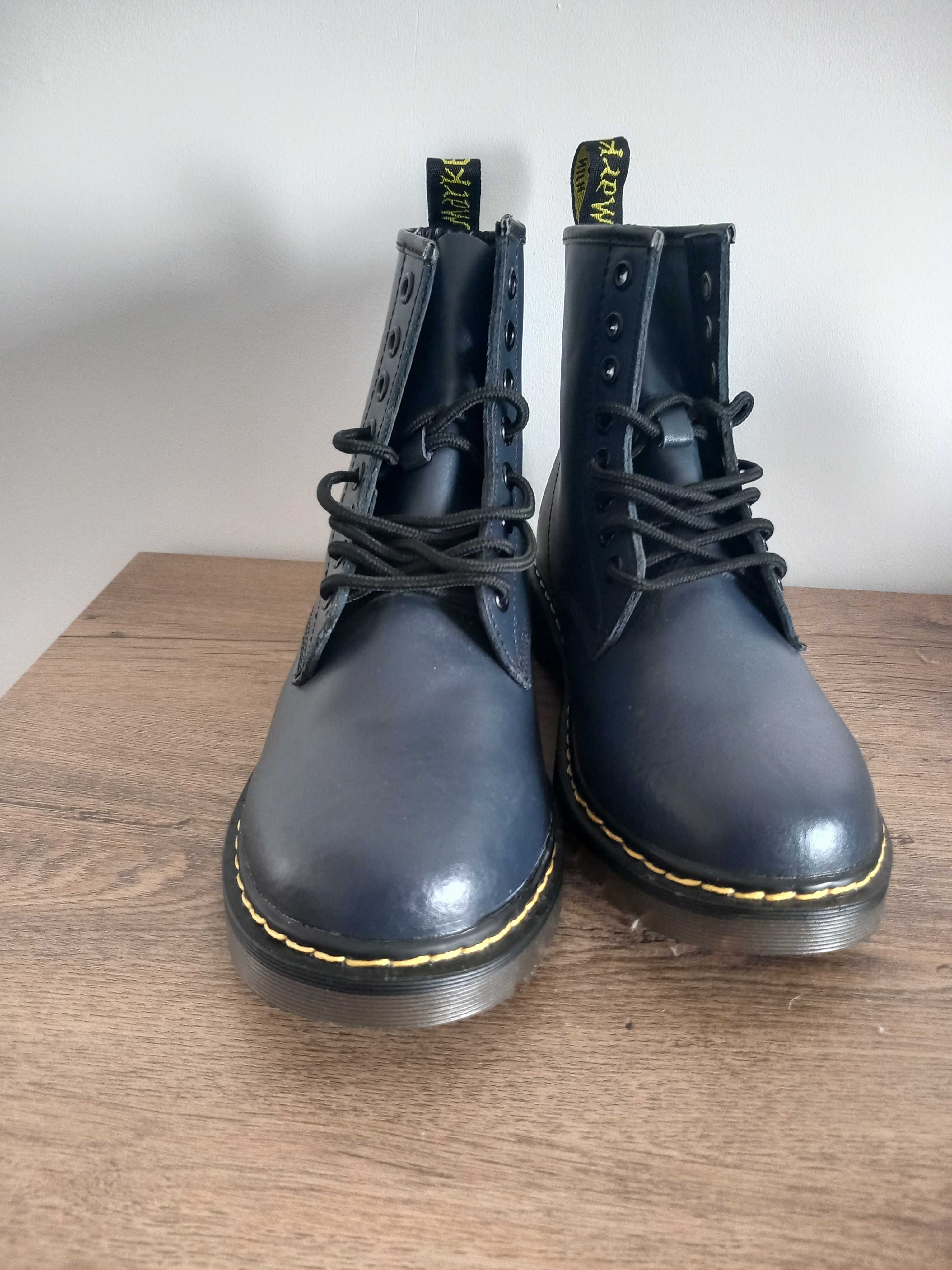Bocanci Piele naturala, Navy, marime 40