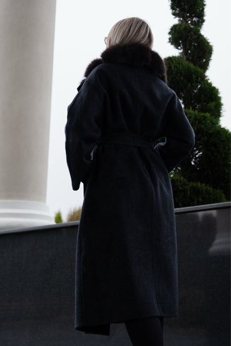 Palton Lung Casmir Blana Naturala