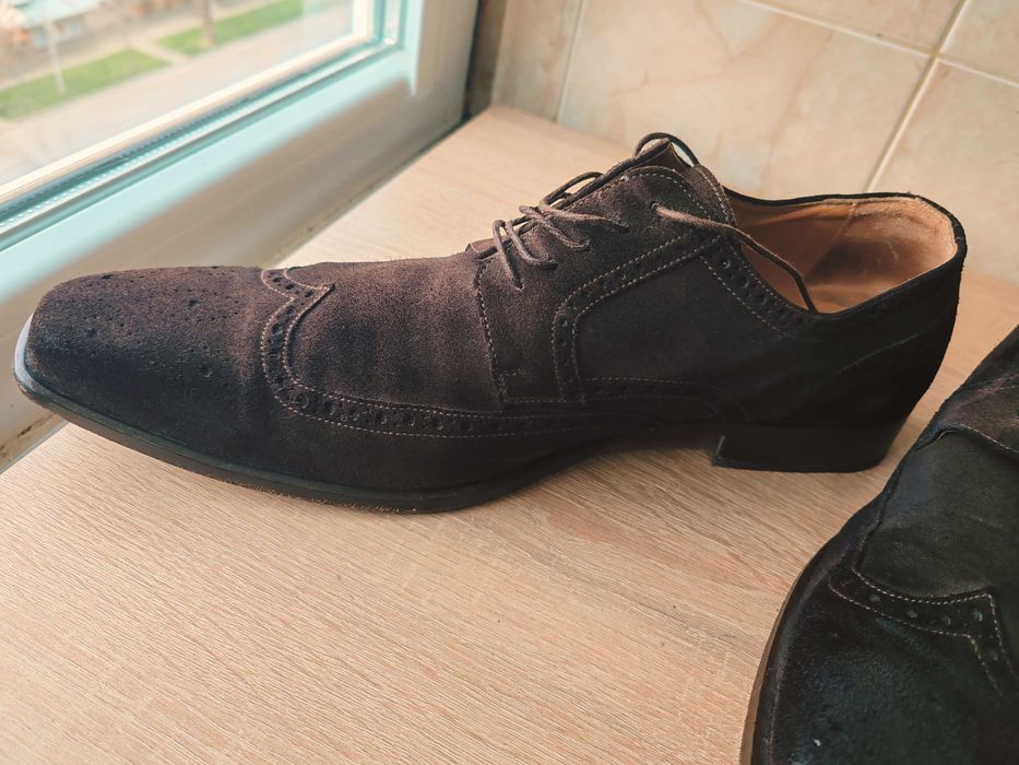 Уникални велурени обувки дерби с връзки  ROSSI