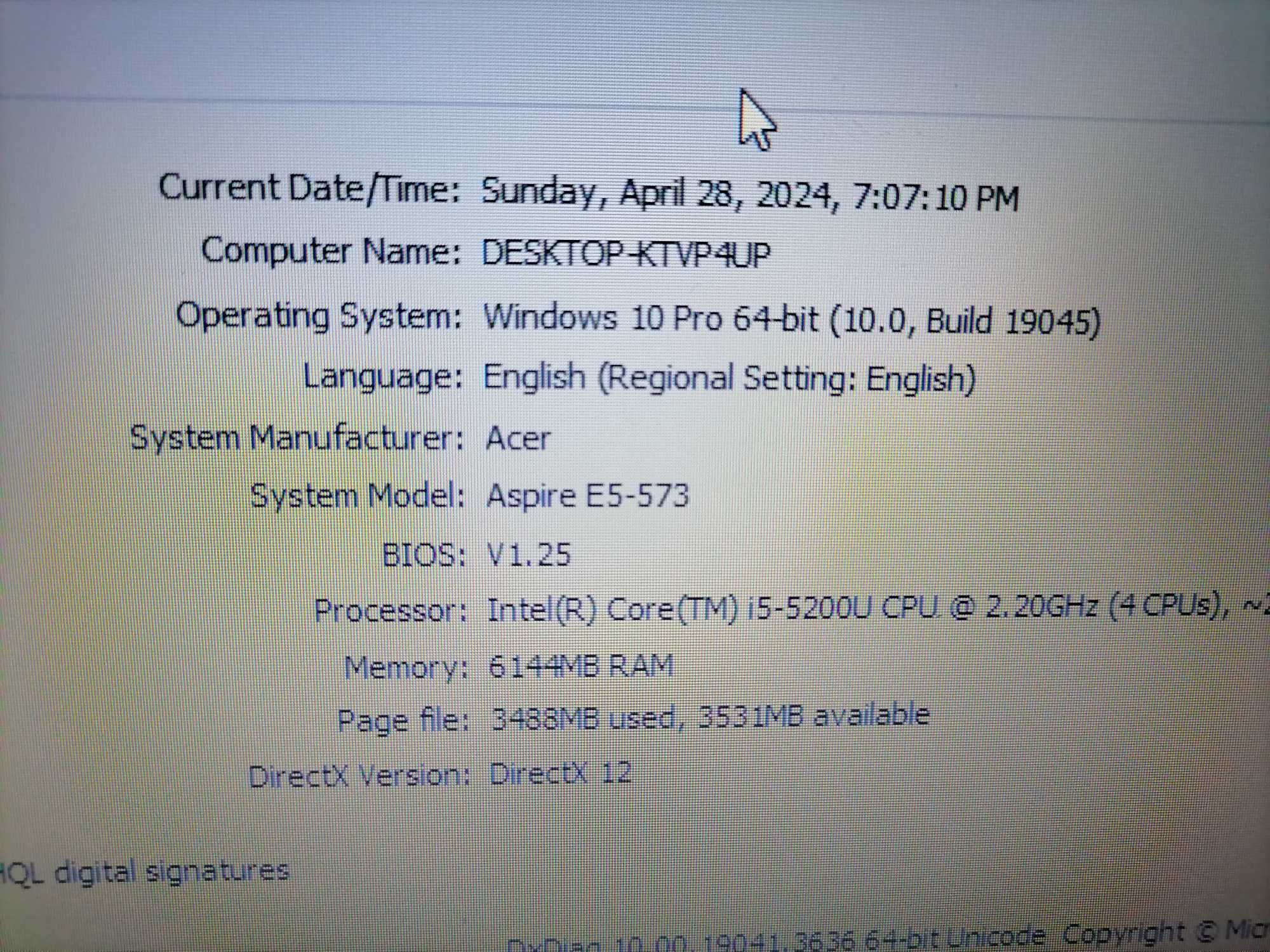 Laptop Acer  E5 573