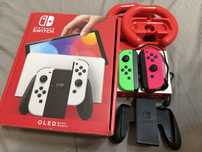 Nintendo Switch OLED White + Set Controller Joy-Con neon-pink