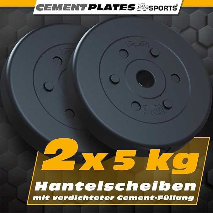 ScSPORTS® комплект дъмбели 20кг, 120см лост, тежести 2 x 5/2,5/1,25кг