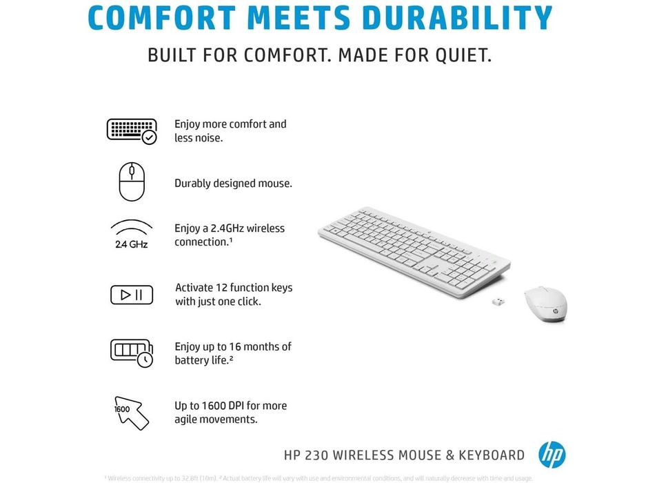 Беспроводные мышь и клавиатура HP 230 (комплект) (18H24AA)