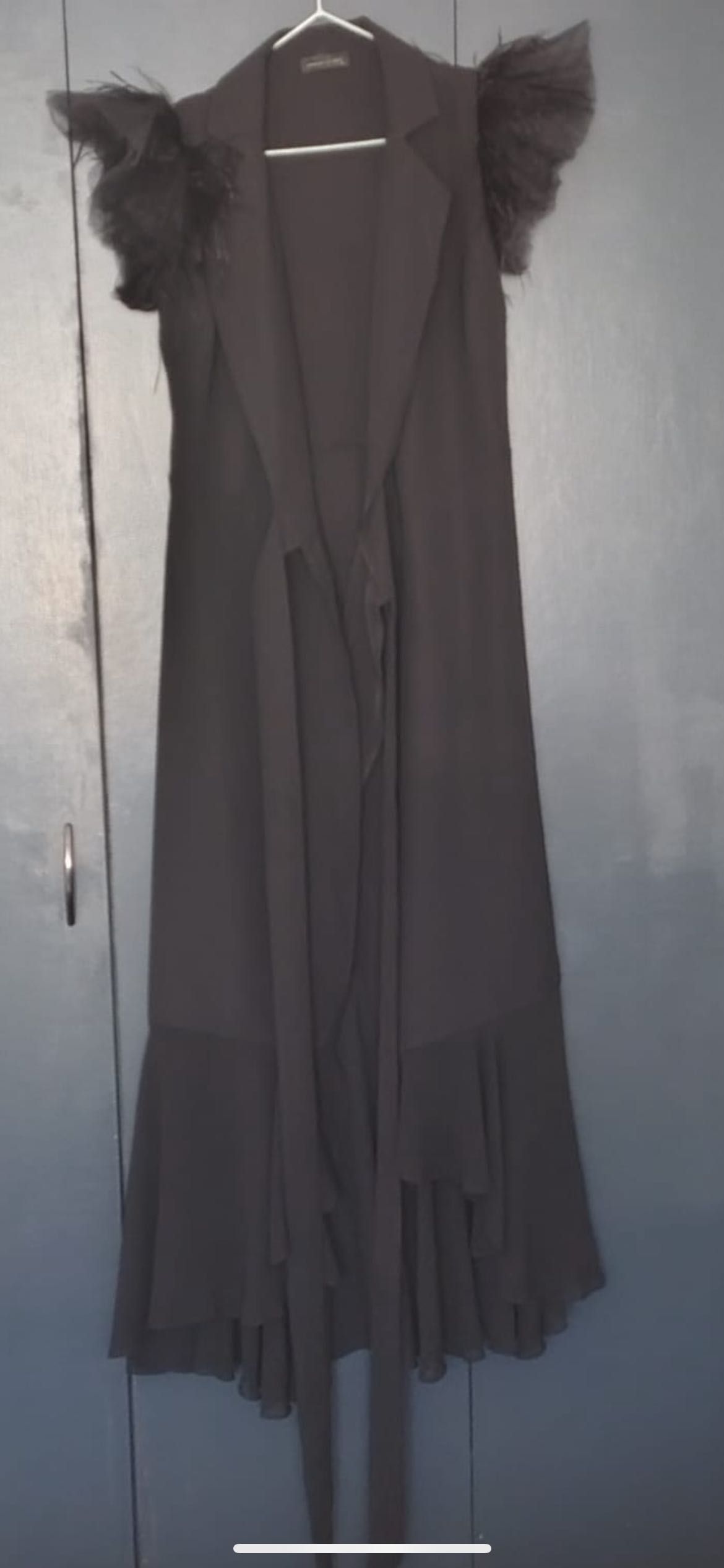 Rochie neagră de seară  nouă , pene struț
