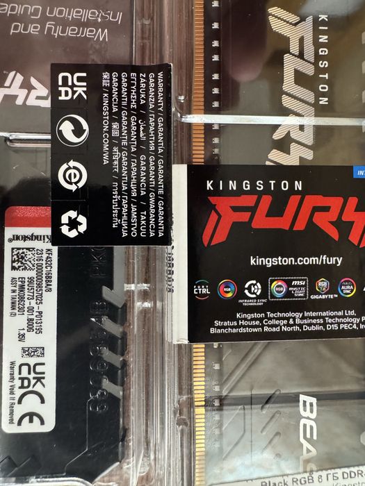 Ddr4 kingston fury beast 8gb (х2) 3200 rgb