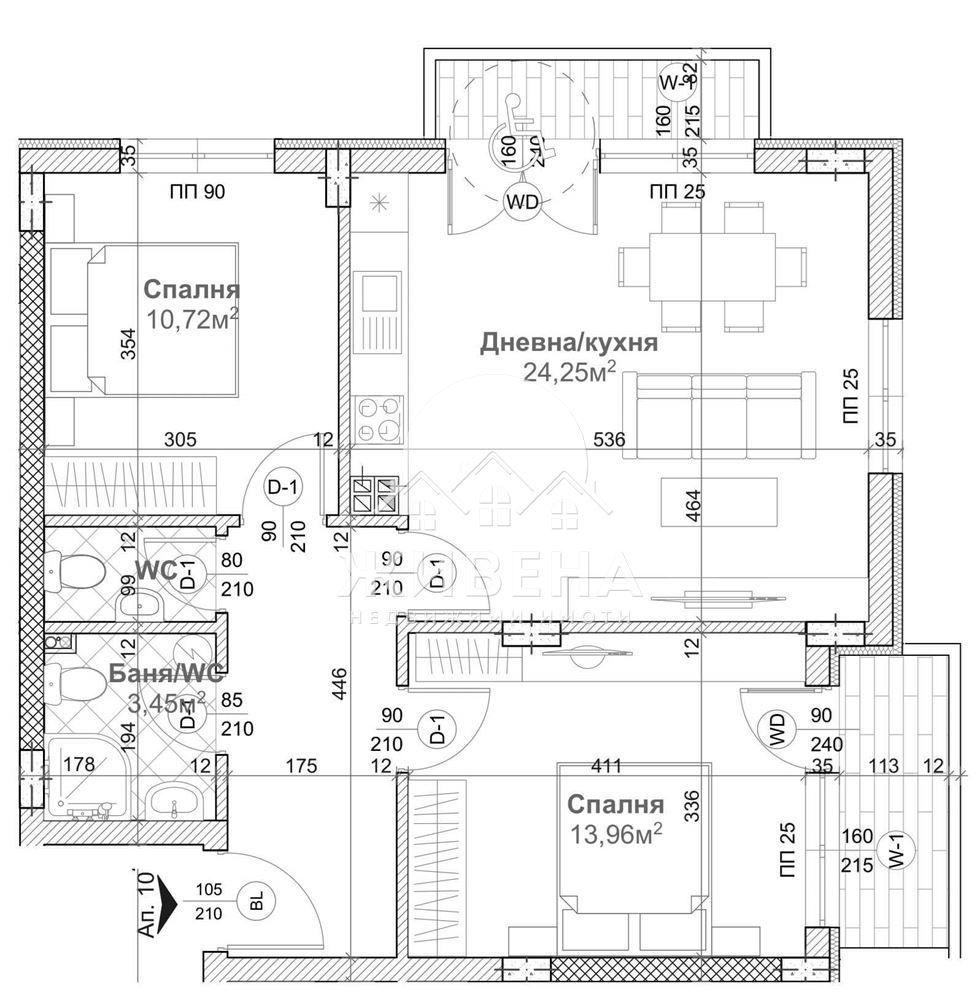 3-стаен апартамент, нова сграда в строеж, в м-т Сотира, площ 96 кв.м