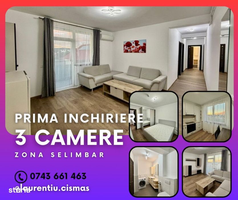Apartamet 3 camere - Prima inchiriere- Decomandat