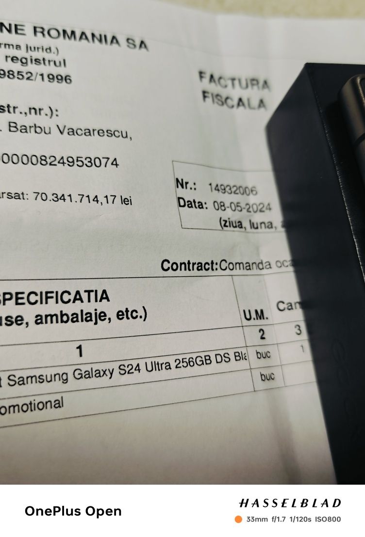 Samsung Galaxy S24 Ultra - 256 GB Black Nou / Garanție