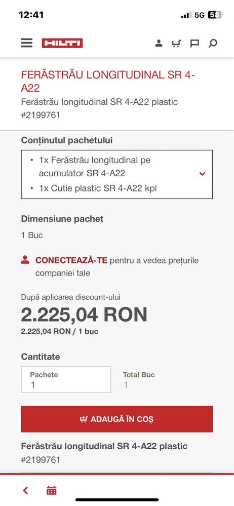 Fierastrau Hilti SR 4-A22 cu geanta-NOU